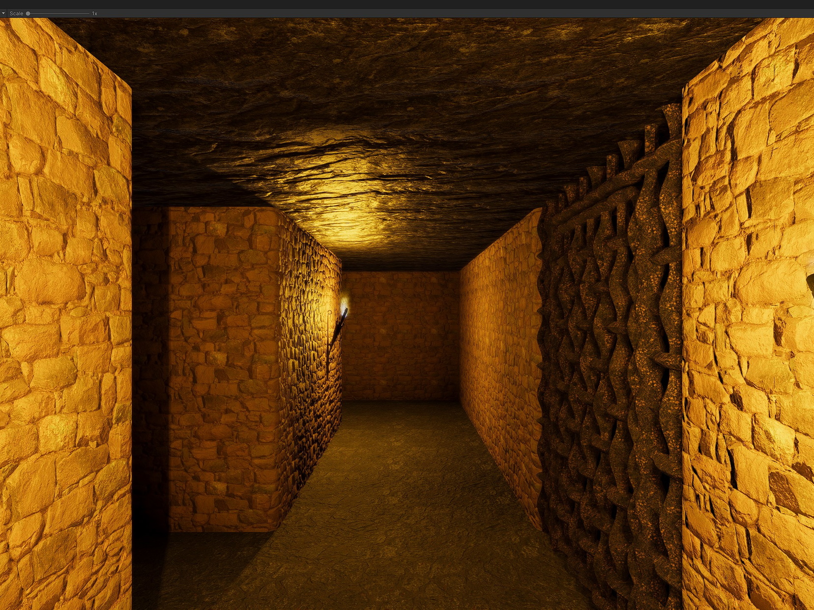 corridor with torches